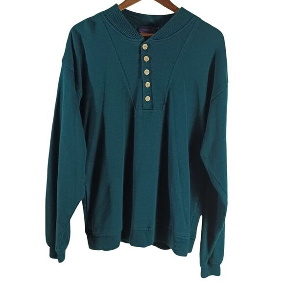 Other - Grand Banks Performance Mens Green Wood Buttons Sweater Pullover Long Sleeve XL